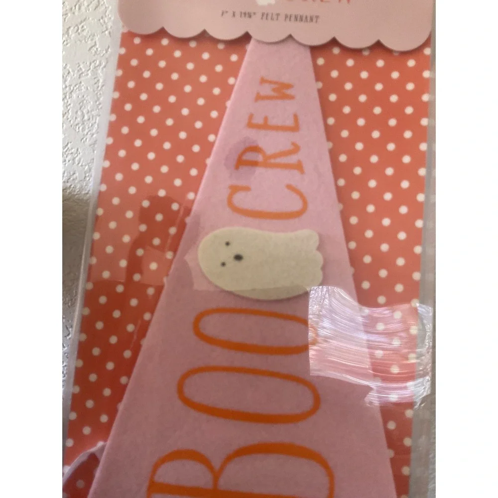 My‎ Mind's Eye Halloween boo crew Pink Felt Pennant NEW